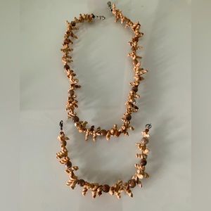 Lovely brown tone beaded necklace and bracelet